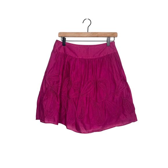 B1G2 FREE 🍁 Loft Applique Skater Skirt Size 0 Raspberry Casual Fit & Flare - Picture 1 of 9